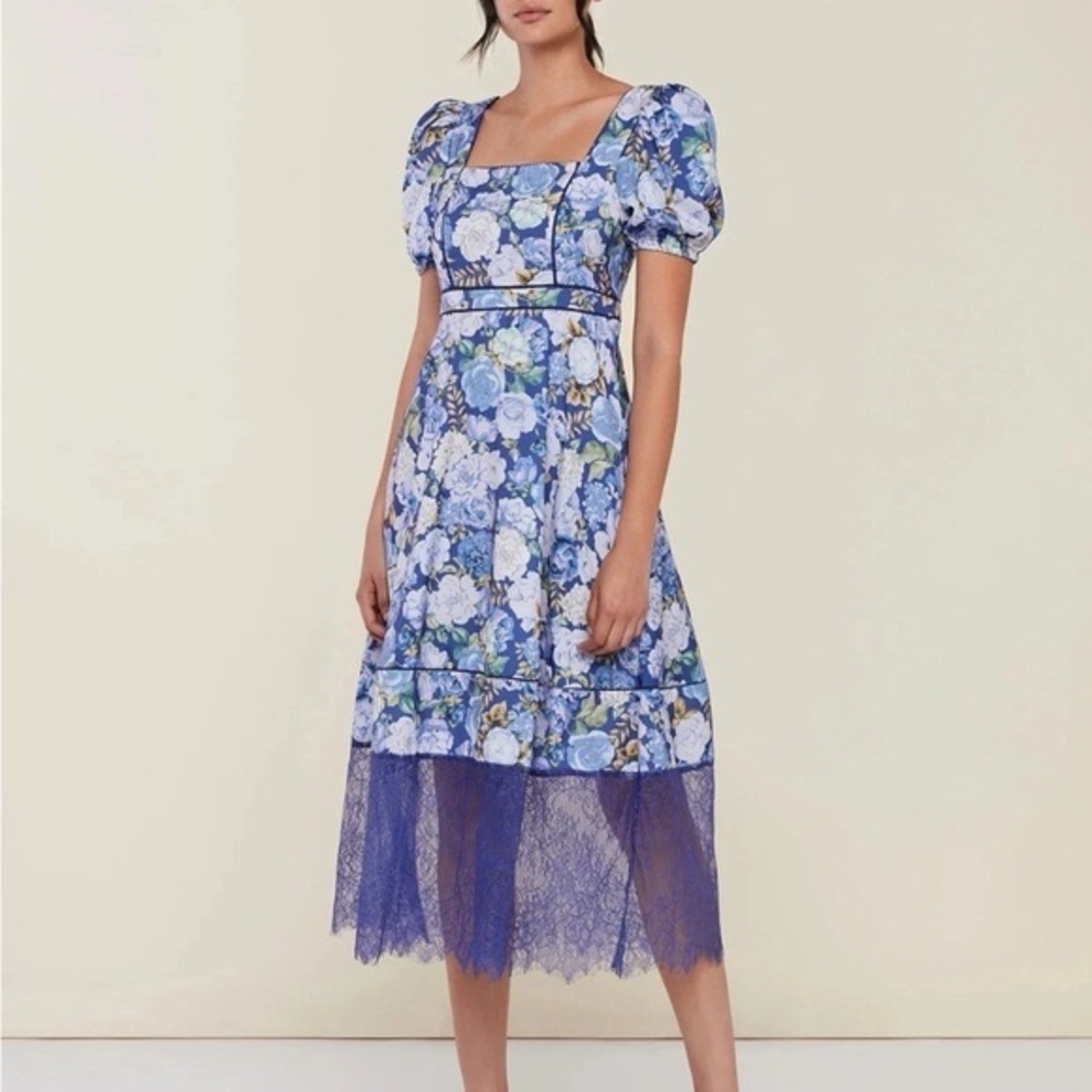 Rachel Parcell Floral Blue Dress 2 NWOT